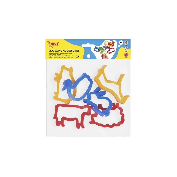 Jovi Modelling Accessories Bolsa Colgable con 6 Moldes de Corte Animales de Granja - Plastico Duradero - Formas de Animales de l