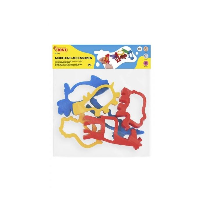 Jovi Modelling Accessories Bolsa Colgable con 6 Moldes de Corte Animales de Jungla - Moldes de Plastico para Plastilina - Formas