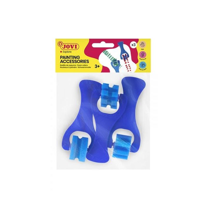 Jovi Bolsa Colgable con 3 Rodillos Espuma Pequeños Estampados Diversos - Formas Diferentes - Mango Resistente - Facil Limpieza c