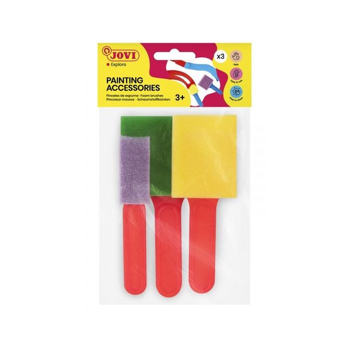 Jovi Painting Accessories Pack de 3 Pinceles de Espuma - Tamaños Diferentes - Especiales para Pintura de Dedos - Faciles de Limp