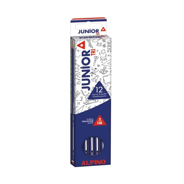 Alpino Junior Tri Pack de 12 Lapices de Grafito HB Triangulares - Espacio para el Nombre