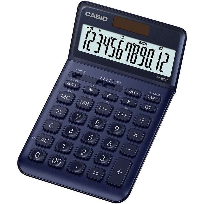 Casio JW-200SC Calculadora de Sobremesa 12 Digitos Inclinacion Ajustable - Simbolos de Comando de Funcion - Memoria Total Genera