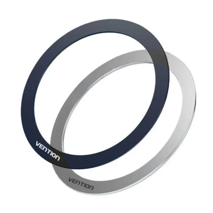 Vention Pack de 2 Anillos para Soportes Magneticos - Universal - Adhesivo de Doble Cara - Metal Ultrafino - Color Gris