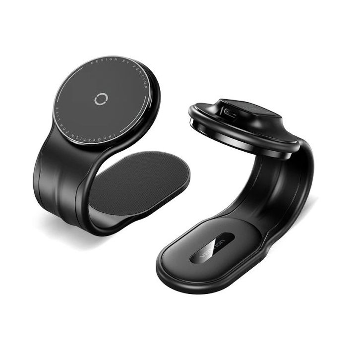 Vention Soporte Cargador Magnetico para Smartphone - 15W - USB-C - Adhesivo 3M y Velcro - Plegable - Color Negro