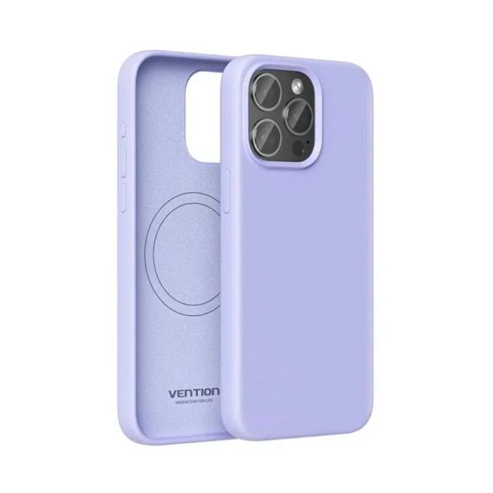 Vention Funda de Silicona para Iphone 14 - Anillo Magnetico MagSafe - Forro Interior de Microfibra - Color Morado