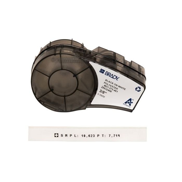 Brady M21-375-461-AW Cinta de Etiquetas Original Poliester - Texto Negro sobre Fondo Blanco - Ancho 9.53mm x 6,40m