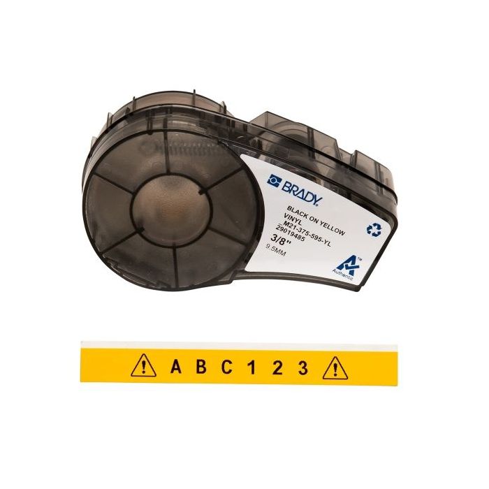 Brady M21-375-595-YL Cinta de Etiquetas Original Vinilo - Texto Negro sobre Fondo Amarillo - Ancho 9.53mm x 6,40m