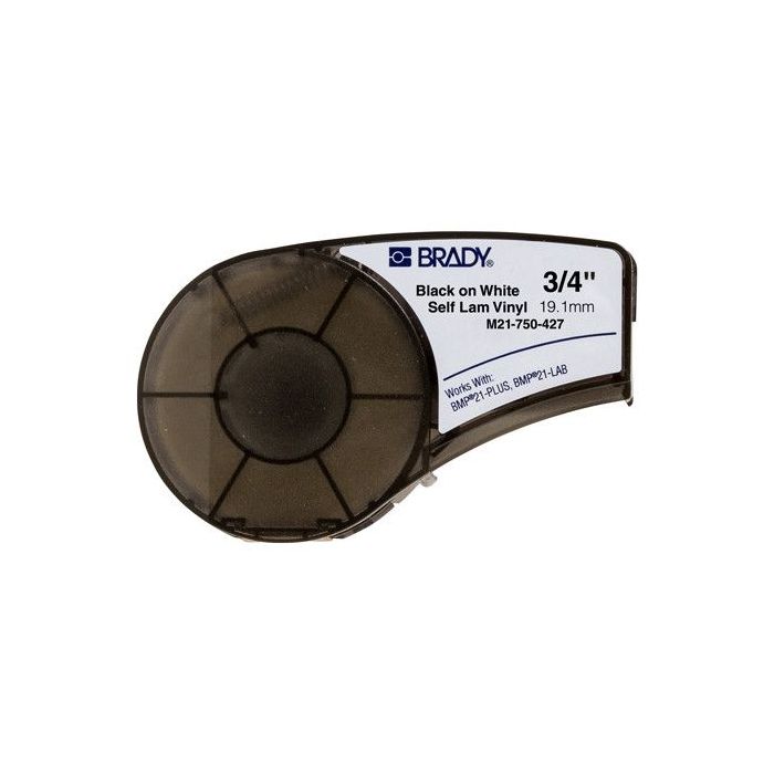 Brady M21-750-427 Cinta de Etiquetas Original de Vinilo - Texto Negro sobre Fondo Blanco - Ancho 19,1mm x 4,30m