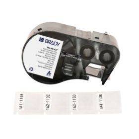 Brady M4-49-427 Cinta de Etiquetas Original Vinilo Autolaminable - Texto Negro sobre Fondo Blanco - Ancho 25,40mm x Alto 25,40mm