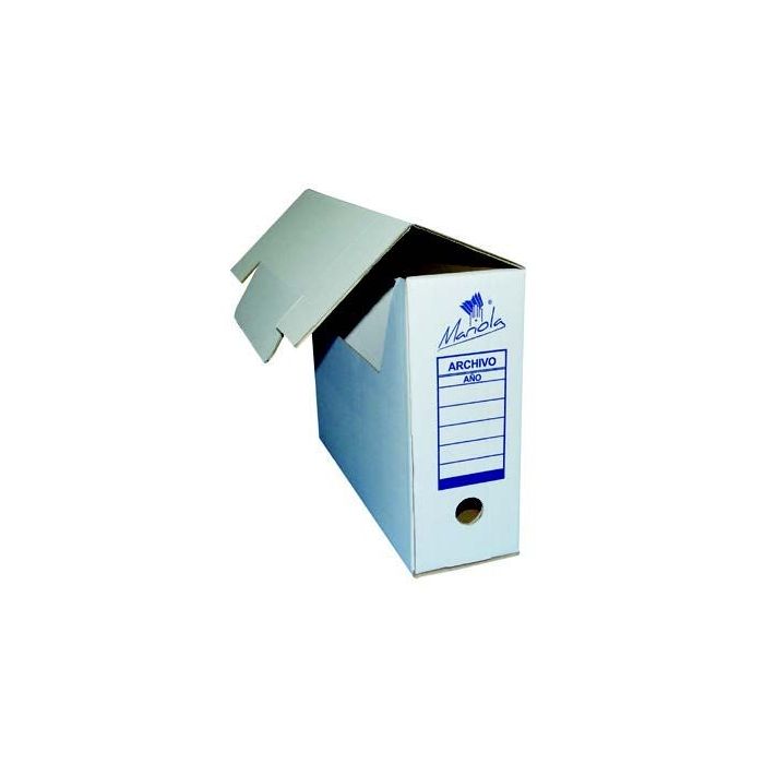 Mariola Caja de Archivo Definitivo Tamaño Folio - Medidas 25,5x10x35,5cm - Ideal para Organizar Documentos - Color Blanco y Azul