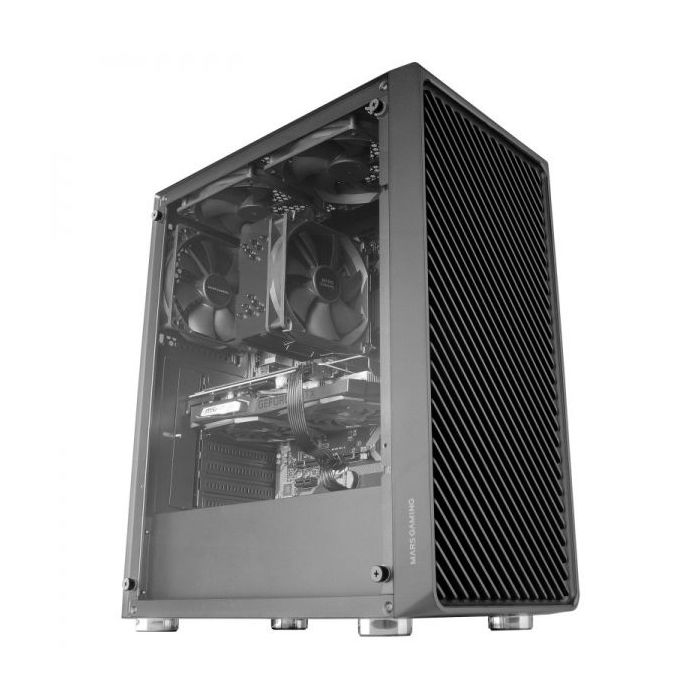 Mars Gaming MC-3000 Caja Aerodinamica - 4 Ventiladores FDB Silenciosos - Soporte para 6 Ventiladores - Amplio Espacio Interno -