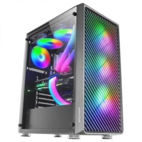 Mars Gaming MC-F Semitorre Gaming - 4 Ventiladores ARGB - Cristal Templado - Soporte Refrigeracion Liquida - Gestion de Cableado