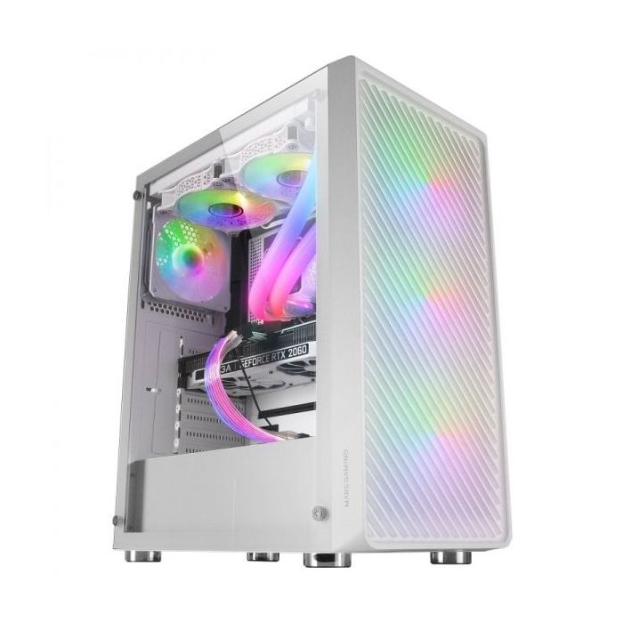 Mars Gaming MC-F Semitorre Gaming - 4 Ventiladores ARGB - Ventana Cristal Templado - Soporte Refrigeracion Liquida - Color Blanc