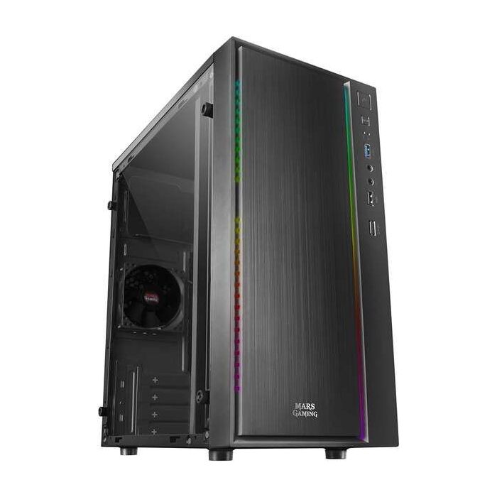 Mars Gaming MCM Caja Minitorre Micro ATX, Mini-ITX - Panel Lateral Acrilico - Iluminacion RGB - Tamaño HDD 2.5 , 3.5  - USB-A 3.