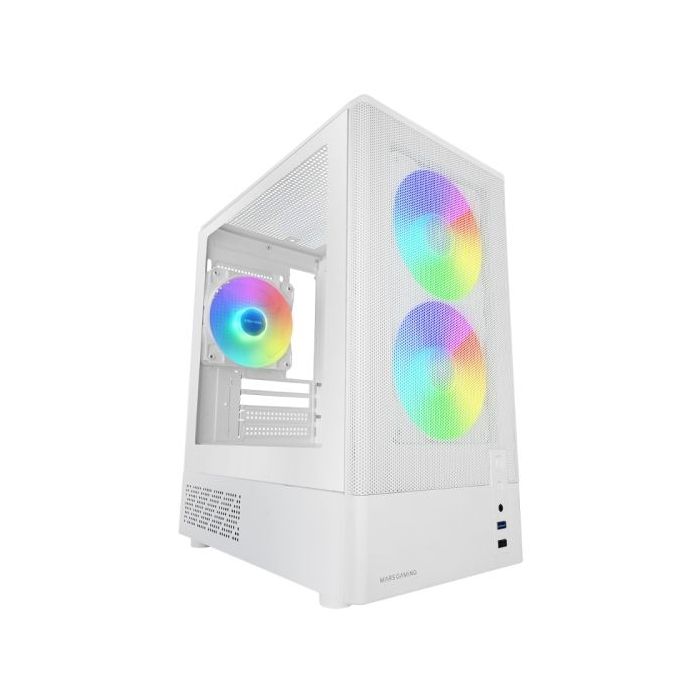 Mars Gaming MC-ONYX Minitorre Micro-ATX/Mini-ITX - 3 Ventiladores ARGB FDB de 120mm - Vidrio Templado - USB 3.0 - USB 2.0 - Audi
