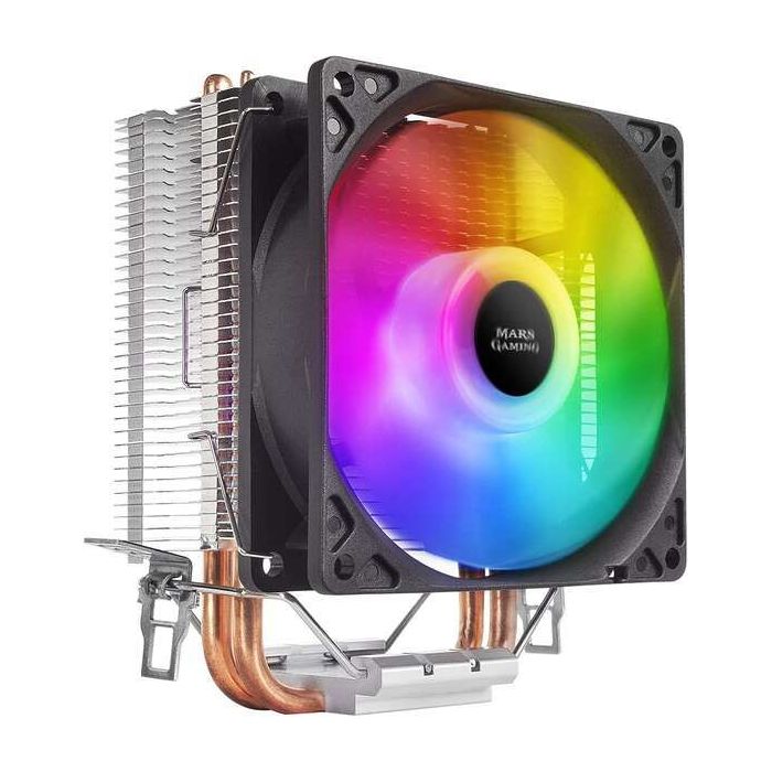 Mars Gaming Ventilador CPU 90mm con Disipador - Iluminacion RGB - Hasta 130W - Velocidad Max. 2200rpm - 2 Heatpipes