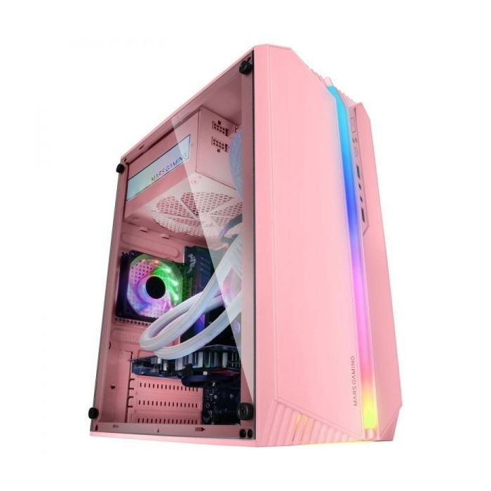 Mars Gaming MC-S1 Caja Compacta Gaming - Iluminacion ARGB 12 Modos - Ventana Lateral Completa - Ventilador FRGB Incluido - Compa