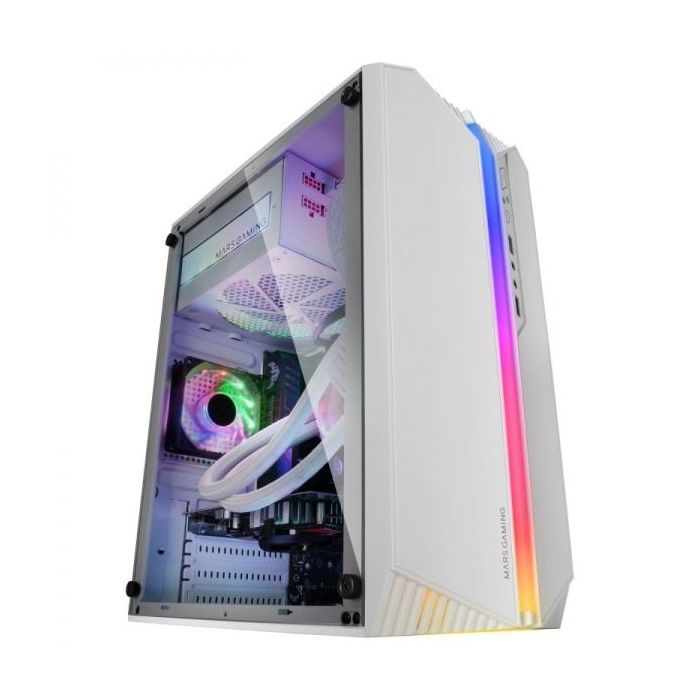 Mars Gaming MC-S1 Caja Compacta Gaming - Iluminacion ARGB 12 Modos - Ventilador FRGB Incluido - Ventana Lateral Completa - Compa