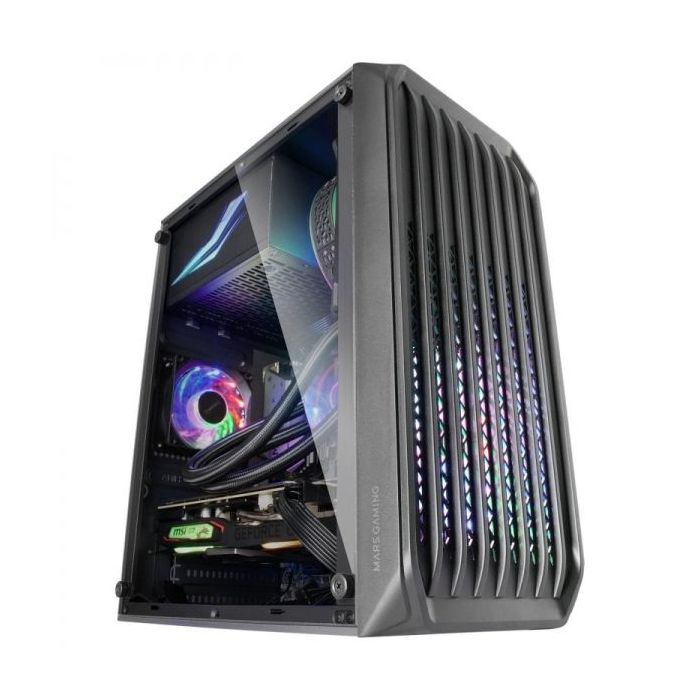 Mars Gaming MC-S2 Caja Compacta Gaming - Ventiladores FRGB - Flujo de Aire Optimo - Ventana Lateral Completa - Compatible Micro-