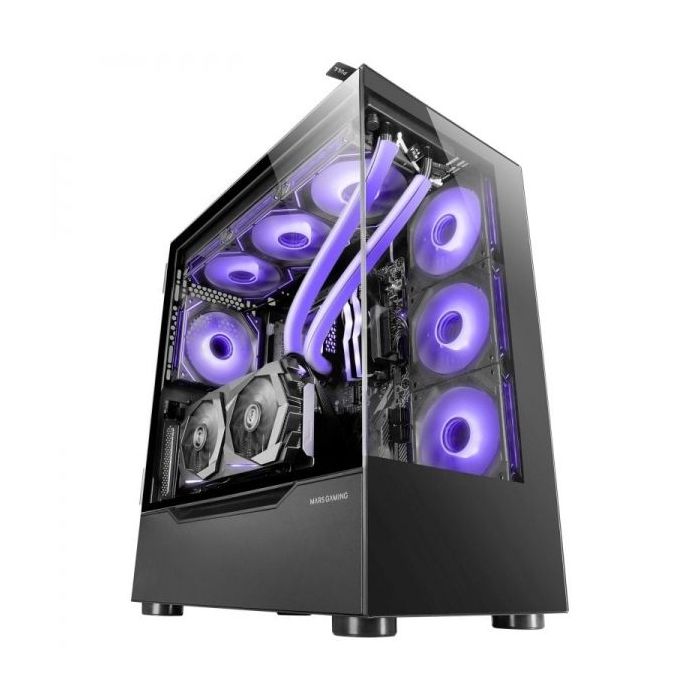 Mars Gaming MC-ULT Caja Gaming CUSTOM - Doble Cristal Templado - Soporte E-ATX - Refrigeracion Liquida - Capacidad para 9 Ventil