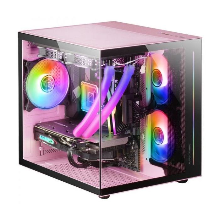 Mars Gaming MC-VIEW Minitorre Gaming Custom Premium - Cristal Templado - Estructura Modular - Soporte 7 Ventiladores - Compatibl