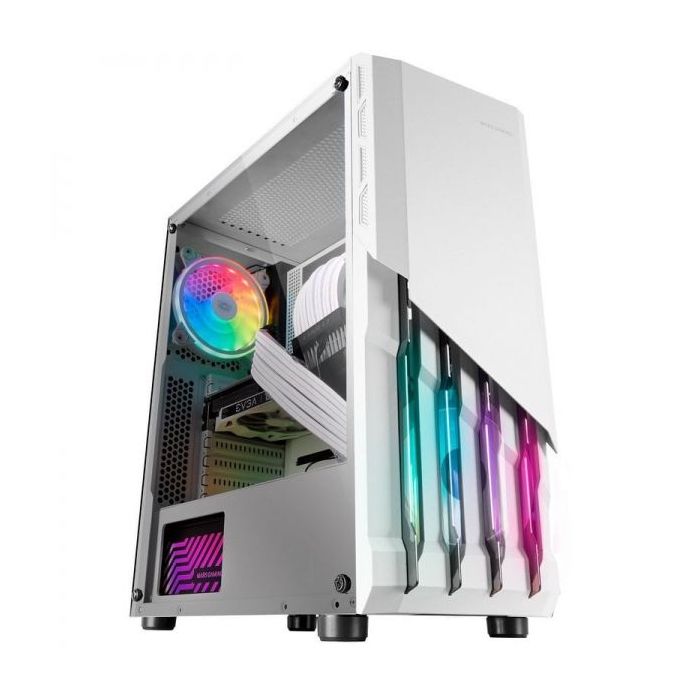 Mars Gaming MC-X2 Caja PC - Frontal Acero FRGB - Ventana Lateral Completa - Soporte 4 Ventiladores - Espacio para Componentes Al