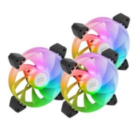 Mars Gaming MF-3AR Pack de 3 Ventiladores de 120mm FDB - Iluminacion ARGB 360º - Aspas Invertidas - Silencioso 14dB - Color Negr