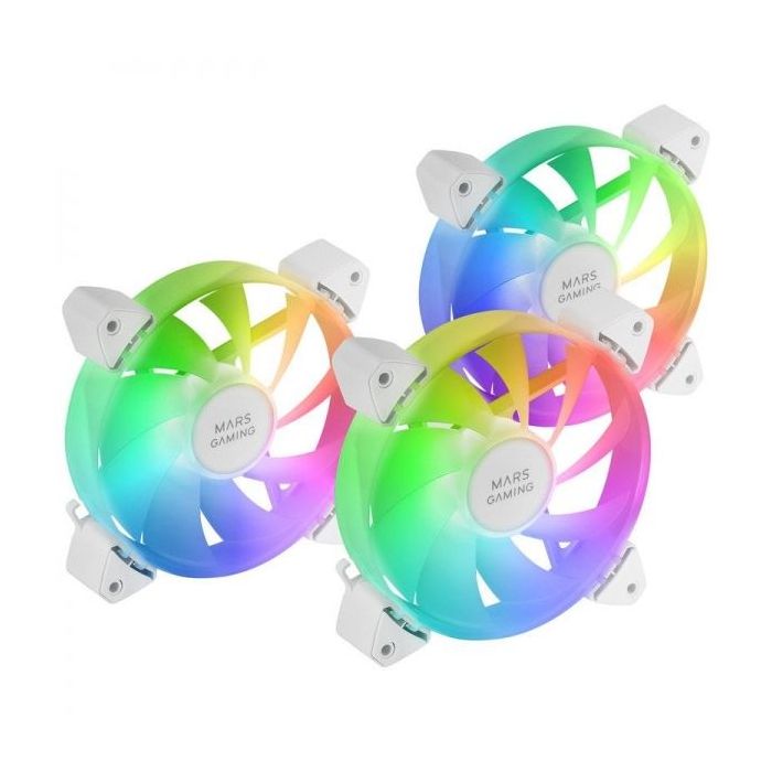 Mars Gaming MF-3A Kit de Ventiladores ARGB - Iluminacion 360º Sin Marco - Efectos ARGB Rainbow - Funcionamiento Ultrasilencioso