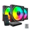 Mars Gaming MF-3DPROKIT Pack de 3 Ventiladores de 120mm - Iluminacion ARGB Infinity Mirror 360º - Silencioso 12dB - Mando a Dist