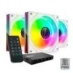 Mars Gaming MF-3DPROKIT Pack de 3 Ventiladores de 120mm - Iluminacion ARGB Infinity Mirror 360º - Silencioso 12dB - Mando a Dist