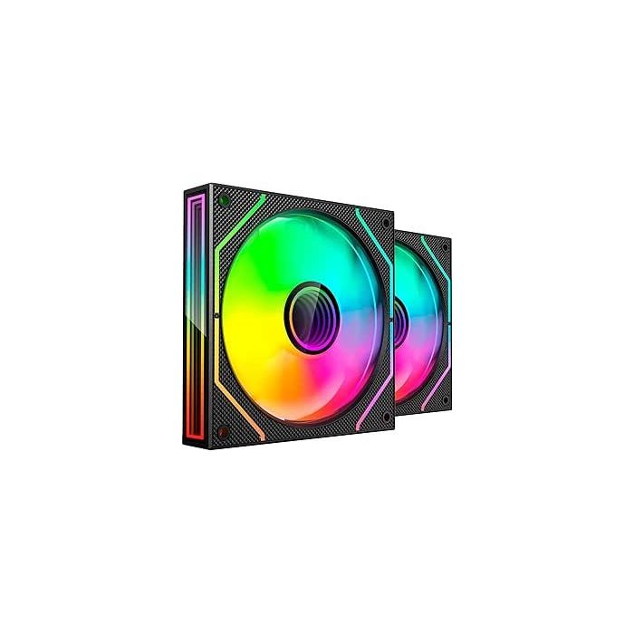 Mars Gaming MF-3DPROX2 Pack de 2 Ventiladores de 120mm - Iluminacion ARGB Infinity Mirror 360º - Silencioso 12dB - Control PWM -
