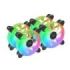 Mars Gaming MF-4A Pack de 4 Ventiladores de 120mm - 1000rpm - Iluminacion ARGB sin Marco - FDB - Silencioso 14dB - Tornillos Inc