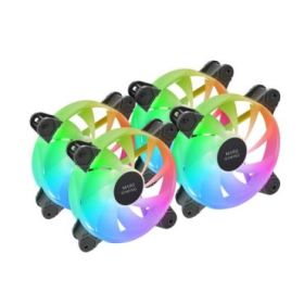 Mars Gaming MF-4A Pack de 4 Ventiladores de 120mm - 1000rpm - Iluminacion ARGB sin Marco - FDB - Silencioso 14dB - Tornillos Inc