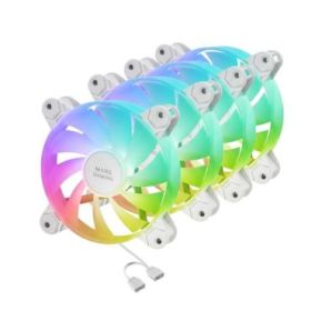 Mars Gaming MF-4A Pack de 4 Ventiladores de 120mm - 1000rpm - Iluminacion ARGB sin Marco - FDB - Silencioso 14dB - Tornillos Inc