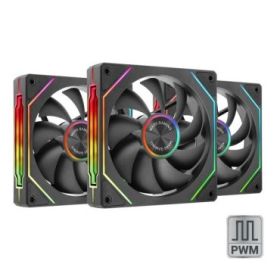 Mars Gaming MF-LINKFINITYKIT2 Pack de 3 Ventiladores de 120mm - Iluminacion ARGB Infinity Mirror - Silencioso 12dB - Modular Lin