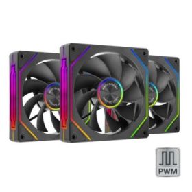 Mars Gaming MF-LINKFINITYKIT2R Pack de 3 Ventiladores de 120mm - Iluminacion ARGB Infinity Mirror - Silencioso 12dB - Modular Li
