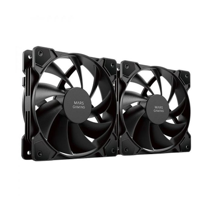 Mars Gaming MFPROX2W Ventiladores Profesionales - Ultra Silenciosos - Rodamientos FDB - Conectividad 3PIN+4PIN - Kit de 2 Unidad