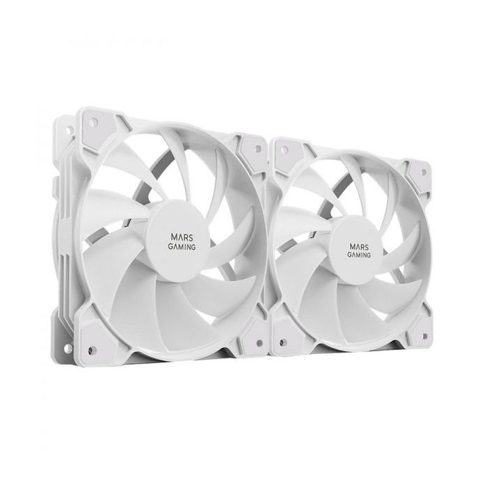 Mars Gaming MFPROX2W Set de Ventiladores - Ultra Silencioso - Rodamientos FDB - Conectividad 3PIN+4PIN - Color Blanco