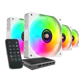 Mars Gaming MF-SI4KIT Pack de 4 Ventiladores de 120mm - Iluminacion ARGB Infinity Mirror - Silencioso 14dB - Mando a Distancia y