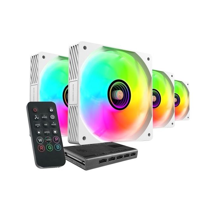 Mars Gaming MF-SI4KIT Pack de 4 Ventiladores de 120mm - Iluminacion ARGB Infinity Mirror - Silencioso 14dB - Mando a Distancia y