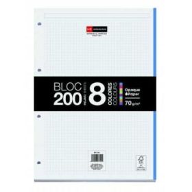 Miquel Rius Bloc8 Bloc Encolado Formato A4 Cuadricula 5x5mm - 200 Hojas de 70gr con 4 Taladros - Base de Carton