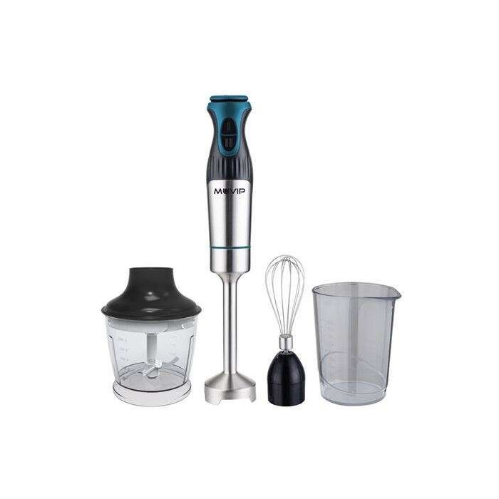Muvip Batidora de Mano Inox 1200W + Accesorios - 2 Velocidades - Control de Velocidad - Cuerpo de Acero Inoxidable