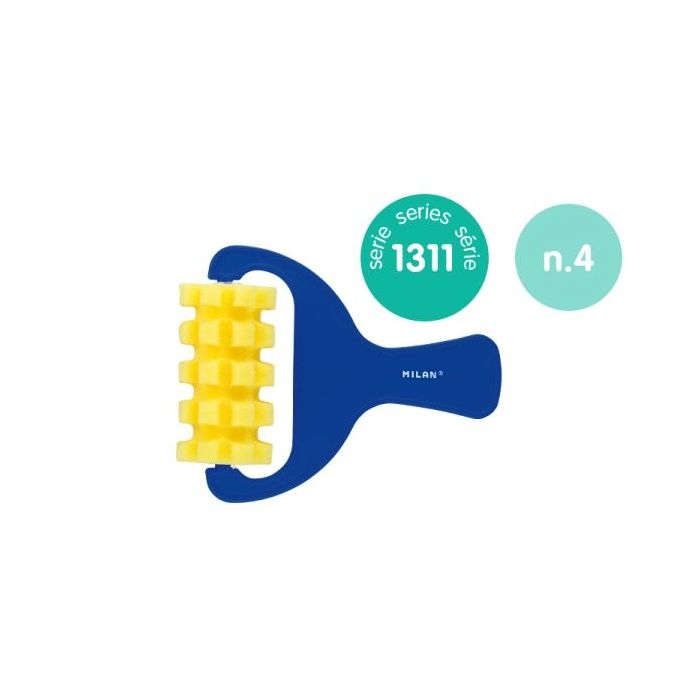 Milan 1311 Rodillo de Esponja Dentado de 70mm - Mango de Plastico Corto - Color Azul