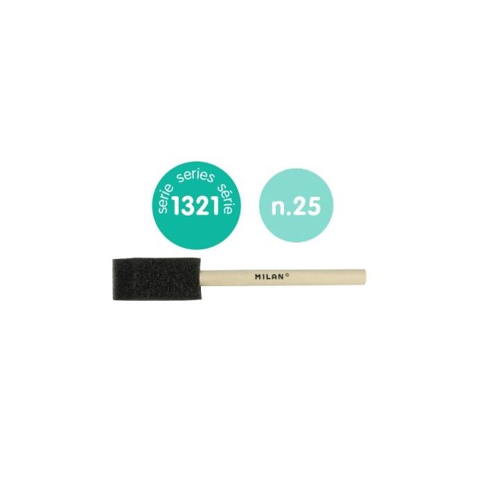 Milan 1321 Esponja para Acuarela de 25mm - Mango Corto - Color Madera Claro