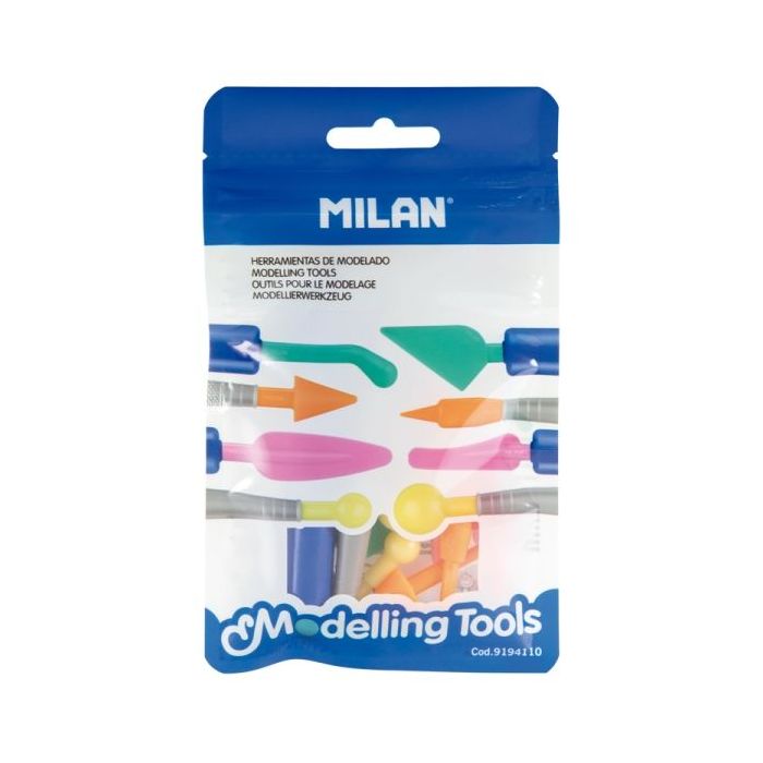 Milan Herramientas de Modelado - 2 Mangos - 8 Puntas Surtidas - Colores Surtidos