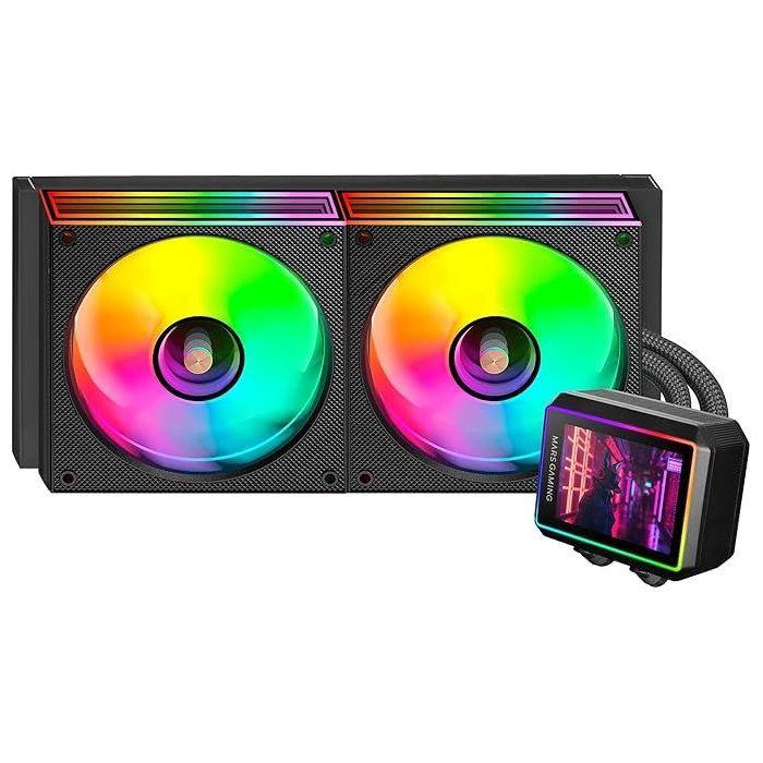 Mars Gaming ML-VISIONII240 Kit de Refrigeracion Liquida - Potencia 500W - Pantalla IPS 2.8  - Iluminacion ARGB - Bomba Opti-Cham