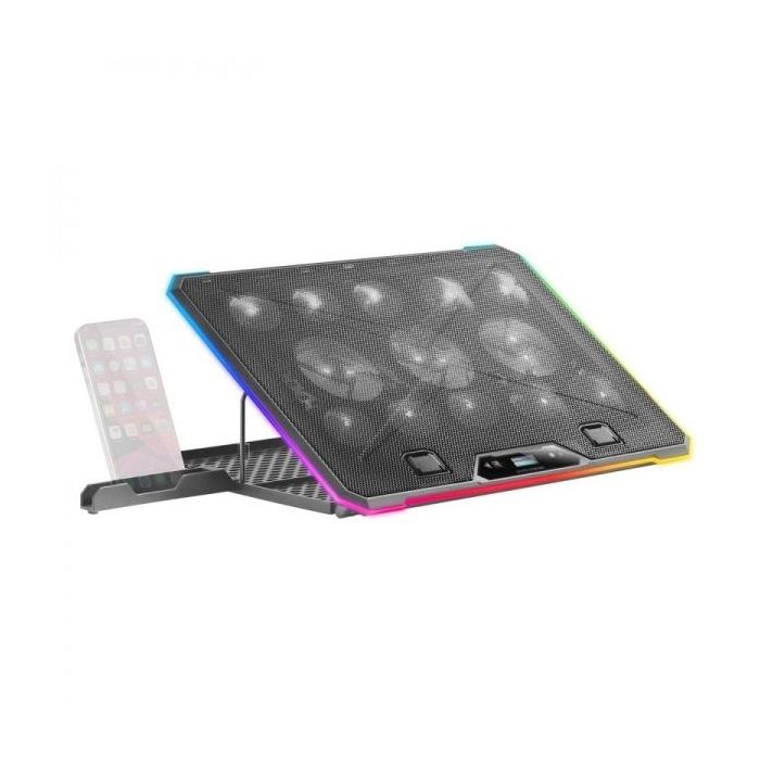 Mars Gaming MNBC13 Base de Refrigeracion - 13 Ventiladores Ultrasilenciosos - Iluminacion RGB Personalizable - Pantalla LCD - 2