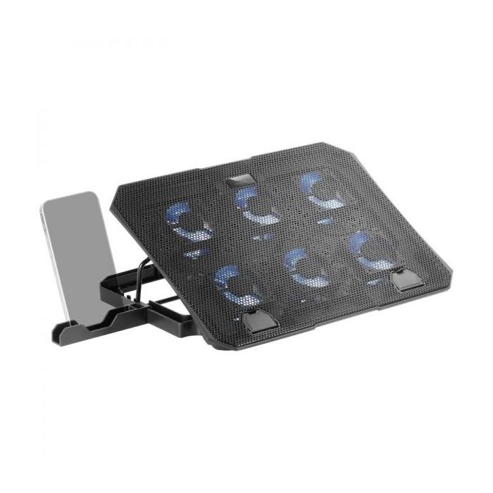 Mars Gaming MNBC23 Base de Refrigeracion - 6 Ventiladores LED Azul - Stand Ajustable - Estructura Resistente - Soporte Smartphon