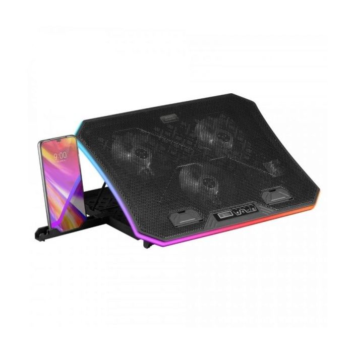 Mars Gaming MNBC6 Base de Refrigeracion - Iluminacion ARGB 10 Modos - Rejilla Metalica - Stand Ergonomico 7 Posiciones - 3 Venti