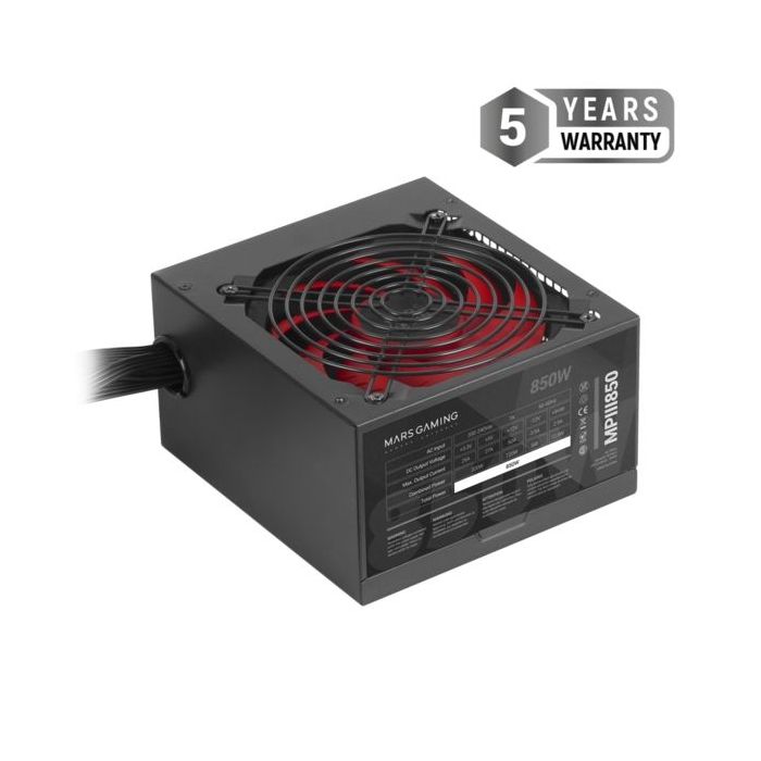 Mars Gaming MPIII850 Fuente de Alimentacion 850W ATX - Silencio Absoluto - Eficiencia Profesional - Diseño de Cables Optimizado